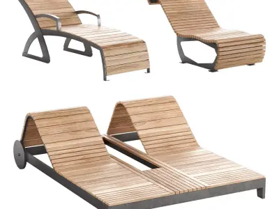 Park benches chaise longue 3 3D model