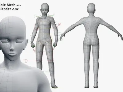  Base Meshes Character Starter Kit Rig 