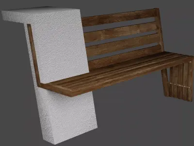 Bench with a concrete counter 3D model