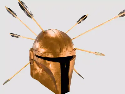 Arrowed Mandalorian Helmet Damaged Sci Fi Game Ready Low-poly 3D model