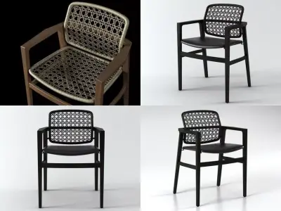 chair four rattan chairs 3D model purchase