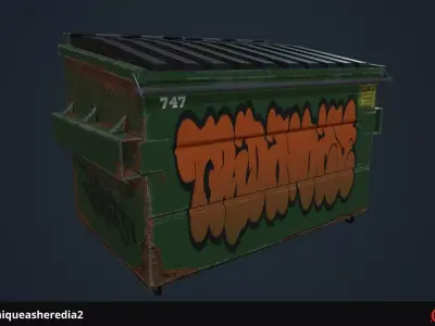 Garbage container Low-poly 3D model 6