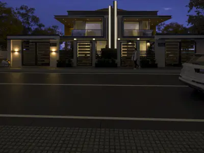 3D Exterior Modern Villa Scene 3D model