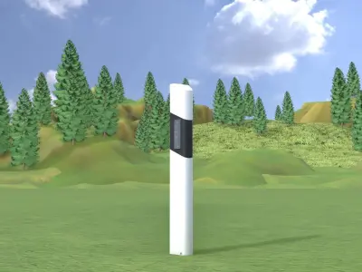 Delineator with wildlife warning reflector white R Low-poly 3D model