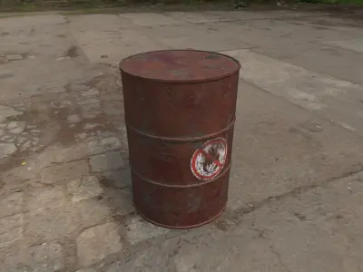 Rusty Barrel Fuel Style Low-poly 3D model
