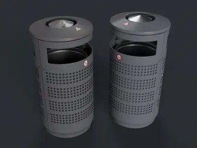 Street Trash Can 14 PBR Game Ready Low-poly 3D model