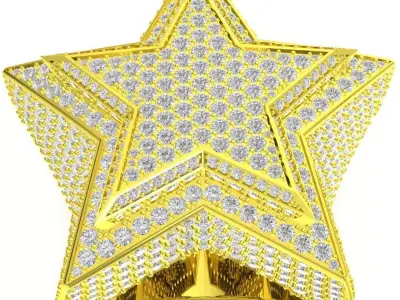 Hip Hop Iced Out Diamond Star Ring for Men 152a 3D print model