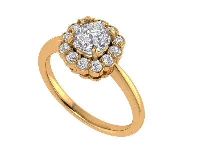 Cushion Diamond Solitaire Ring 3D print model