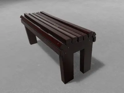 CITY Street Bench Wood SoftField Low-poly Low-poly 3D model