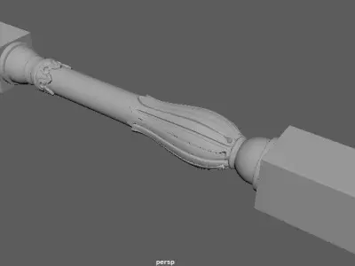 baluster pair of wooden rods 3D model
