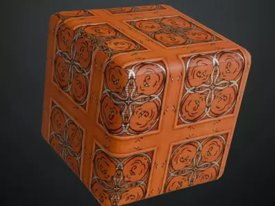Ornate Floral Wood Inlay Panel PBR Seamless Texture