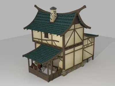 Cartoon medieval house 6 3d Low-poly 3D model