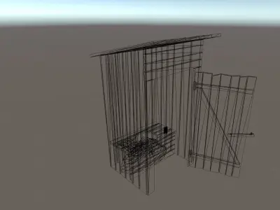 Outhouse wooden Low-poly 3D model