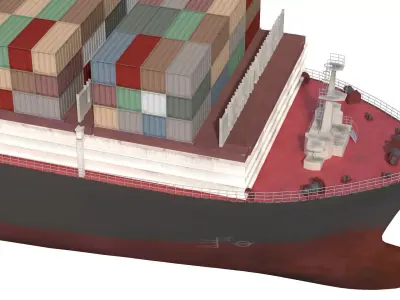 Cargo container ship detailed Lowpoly 082 AP 3D model