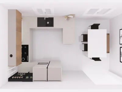 Kitchen modern with cabinets Low-poly 3D model