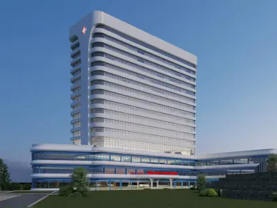 hospital building with 3D model