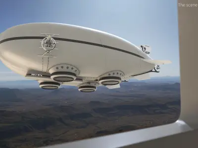  Technical Cargo Transport Airship Gray with Interior 