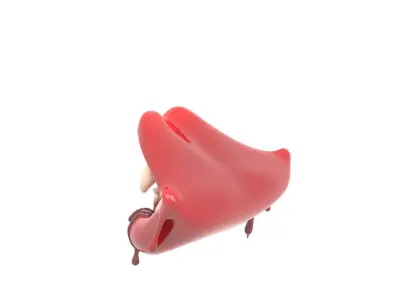 Premium 3D Model of Vampire Fang Dentures with Blood Drips 3D model