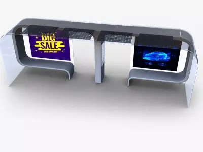 Bus Stop Low-poly 3D model