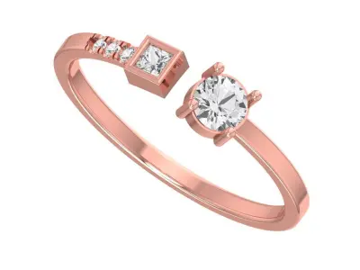 Solitaire Women Light Weight Princess Round Stone Band Ring 3D print model