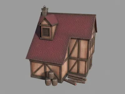 Medieval inn Low-poly 3D model get