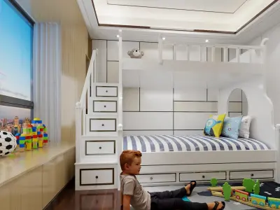Modern Boy Children Bedroom 3D Model 3D model