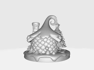 Whimsical Christmas Gingerbread Cottage Holiday Decor 3D print model