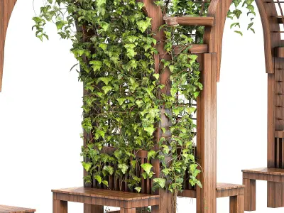 Wooden Garden Arbor 02 3D model