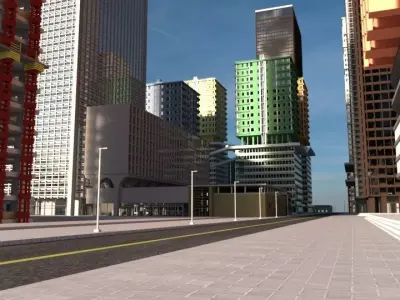 Cityscape00 city with buildings and trees 3D model