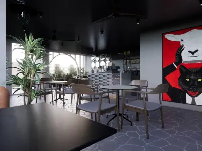 BRUTALIST COFFEE SHOP Low-poly 3D model