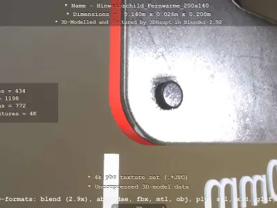 Hinweisschild Fernwaerme 200x140mm Low-poly 3D model