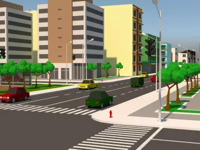 Simple City Low-poly 3D model buy