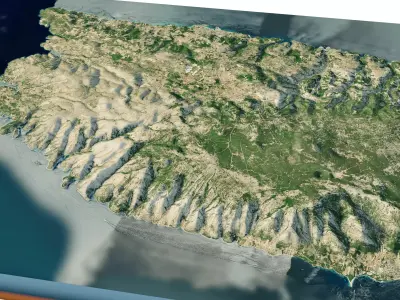 Brac island 3D model terrain Low-poly 3D model