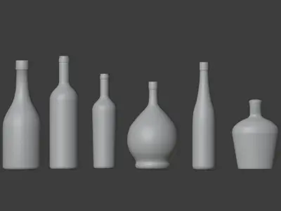 Realistic Bottle Collection set of circles 3D model