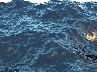 Sailboat Galleon Is Swimming In The Ocean 3D model