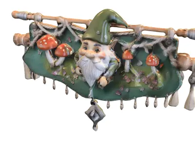 Fantasy Gnome Wall Banner Low-poly 3D model