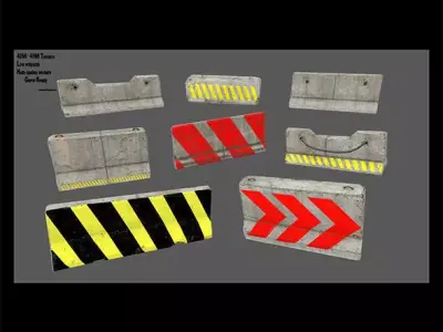 barrier set 5 of road markings Low-poly 3D model