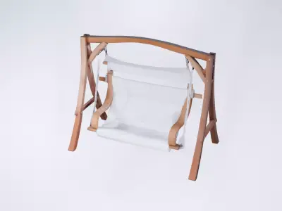 Low Poly Garden Swing - Outdoor Patio Seating Prop 3D model
