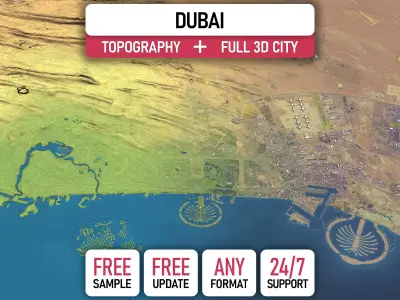 Dubai - Topography Terrain 3D City 3D Model Pack