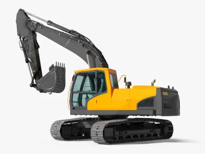 Excavator with Pile of Soil Rigged for Maya 3D model