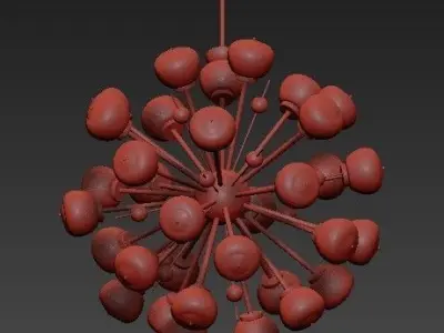 Italian Brass Glass Sputnik Chandelier 3D model