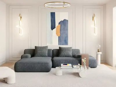 Living Room Blue Balance Low-poly 3D model