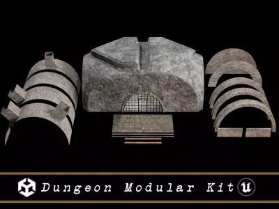 Torture Dungeon Modular Kit  Low-poly 3D model