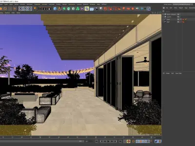 Set 9 - Corona C4D - 4 x Exterior Scenes 3D Model Collection 3D Model Pack