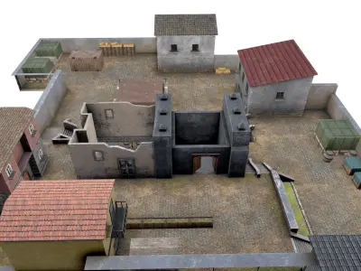 Old Town Low Poly Buildings and Game Assets Low-poly 3D model