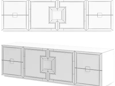  EBONY MEDIA STAND TV CABINET Low-poly 3D model