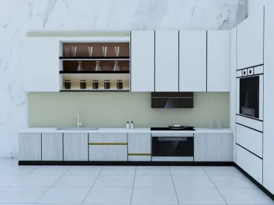 3D Kitchen L Shape 3D model