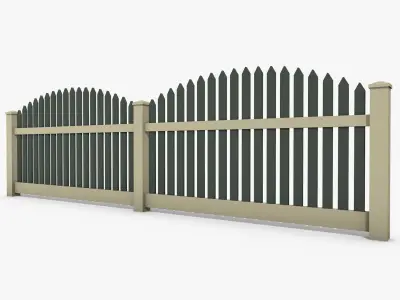 Wooden Fence Low-poly 3D model 9