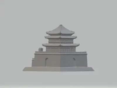 Chinese city gate ancient building pavilions 3D print model