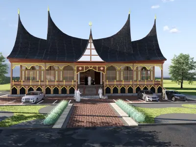 Tradisional Minangkabau Indonesian Mosque  3D model